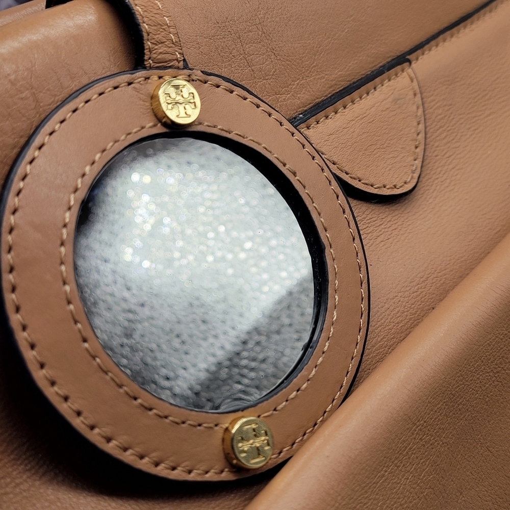 Designer Tory Burch Priscilla Small Frame Satchel Shoulder Strap Push Lock Clasp - Picture 10 of 16